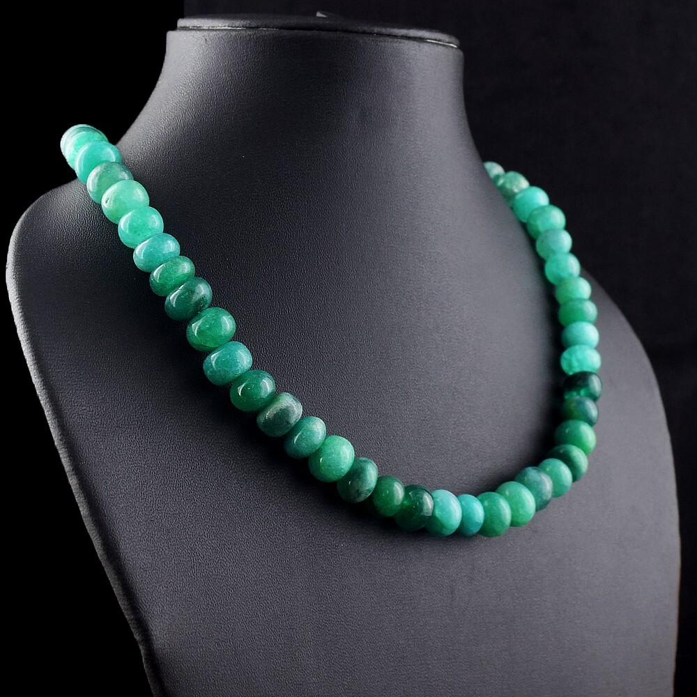 459 Cts Green Emerald Very Attractive Beaded Best Necklace Jewelry VK 02 E601