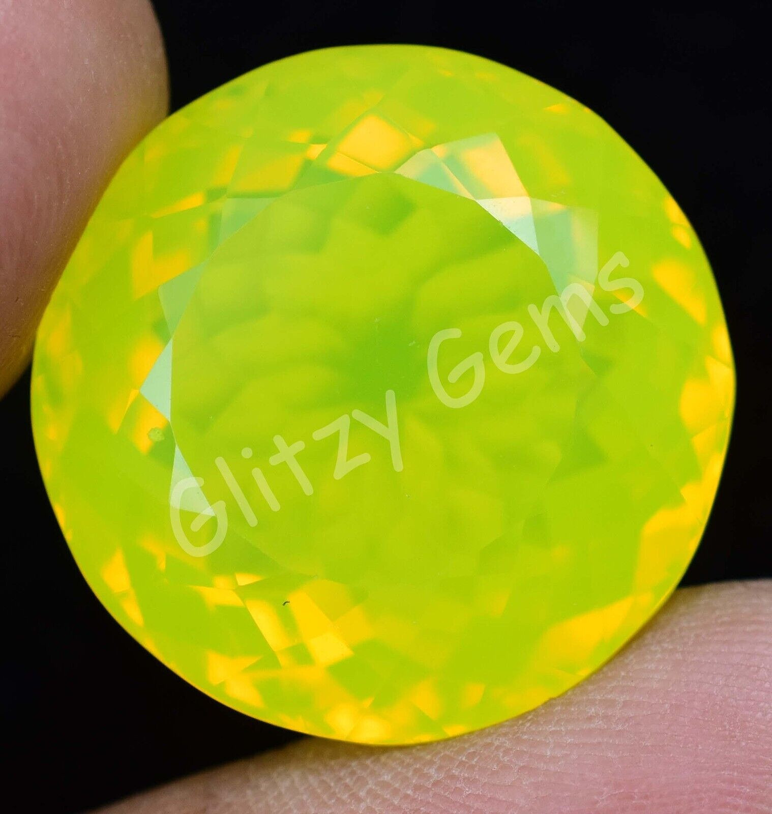 Natural Neon Yellow Opal 46.35 Ct Round Certified Untreated Rare Loose Gemstone