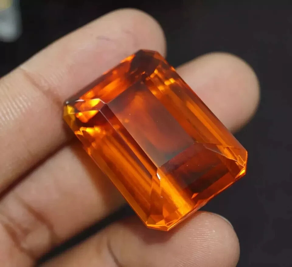 Emerald Cut Brazilian Natural Topaz 80.85 Ct EGL Certified Orange Loose Gemstone