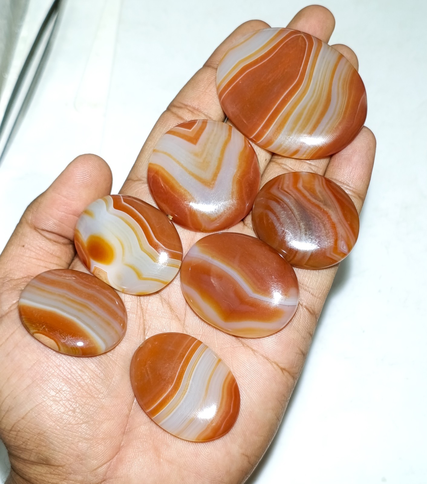 Red Onyx Gemstone Cabochons – Random Pick – Polished Finish – Size 15–30 mm