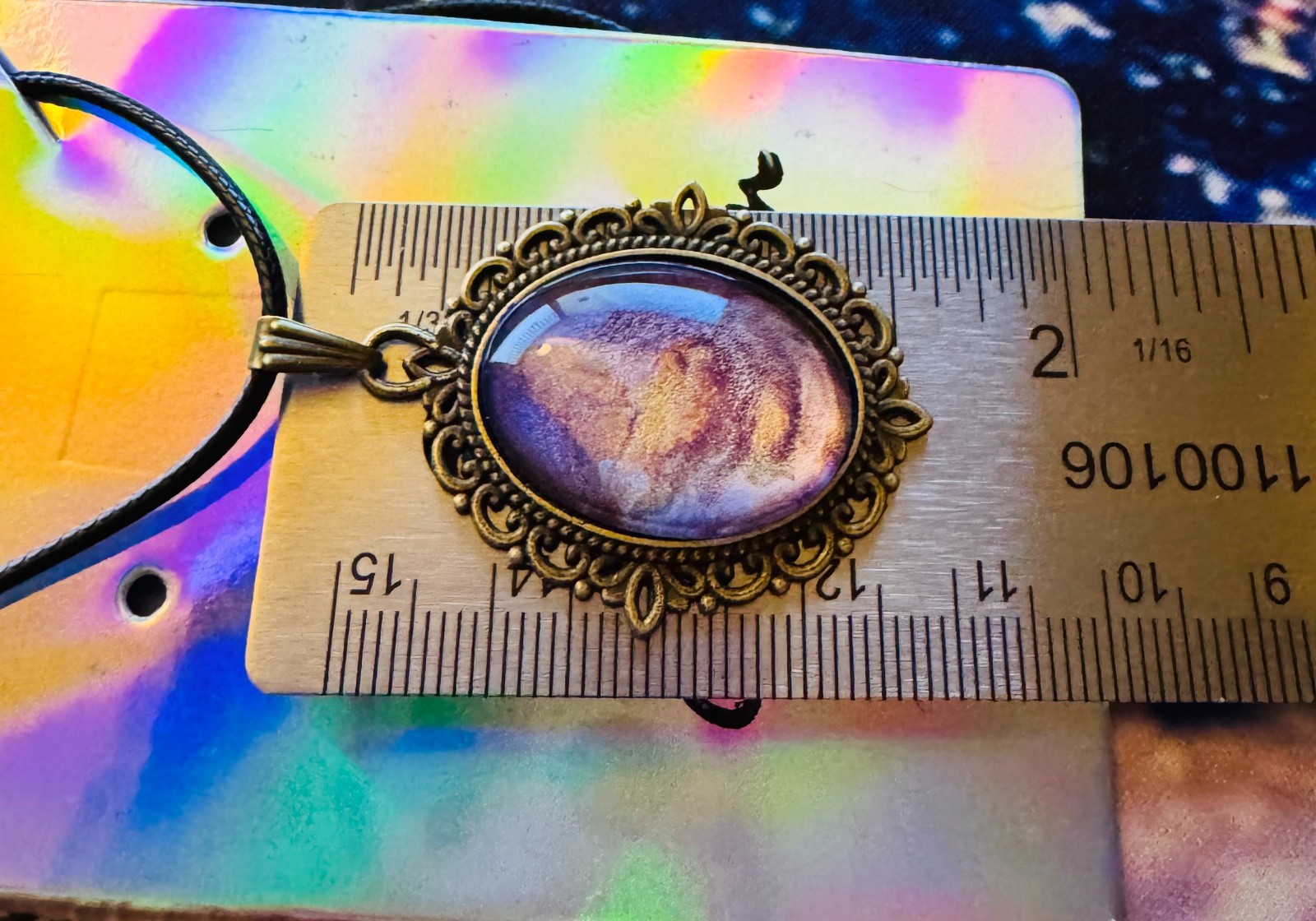 Oval Cabochon Necklace One of a kind Hand-painted by a local Ozark Artist..Me