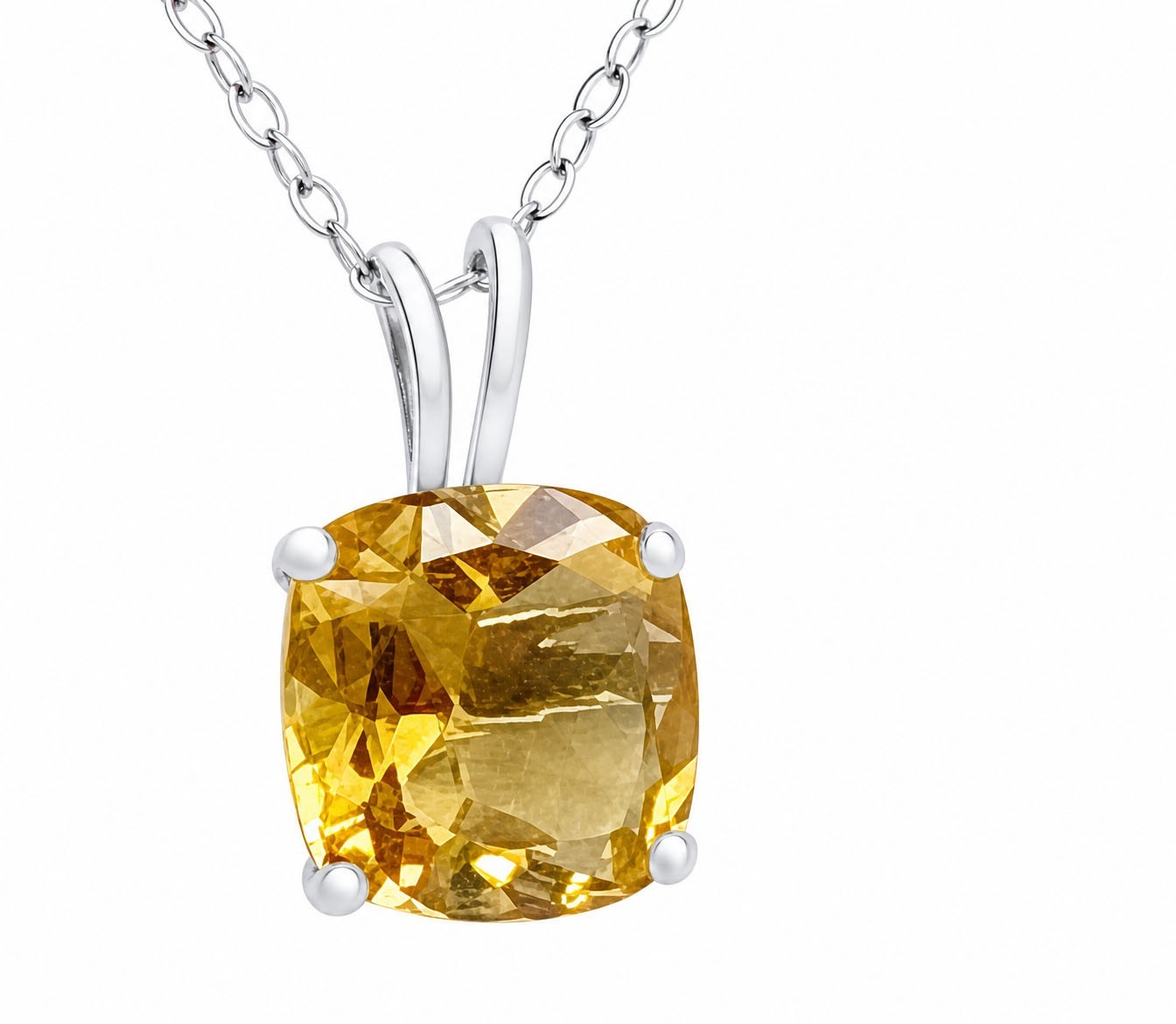 GENUINE 1.88 Cts YELLOW TOPAZ PENDANT SOLID 14k YELLOW GOLD -Free Certificate