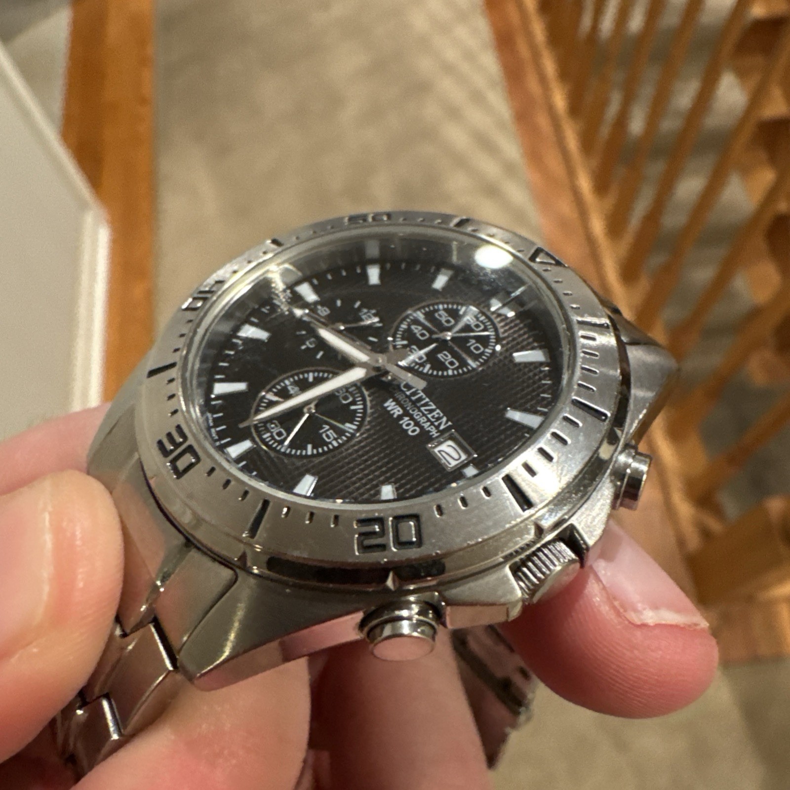 Citizen AN3460-56E Stainless Steel Black Dial Chronograph Men’s Watch