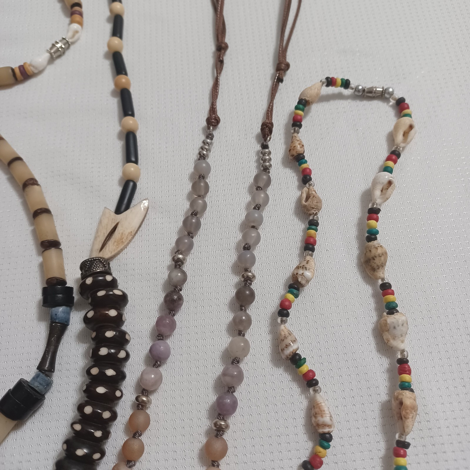 COOL Lot Of Vintage Tribal Jewelry Bone Beads Wood Shells Gemstones Leather Etc