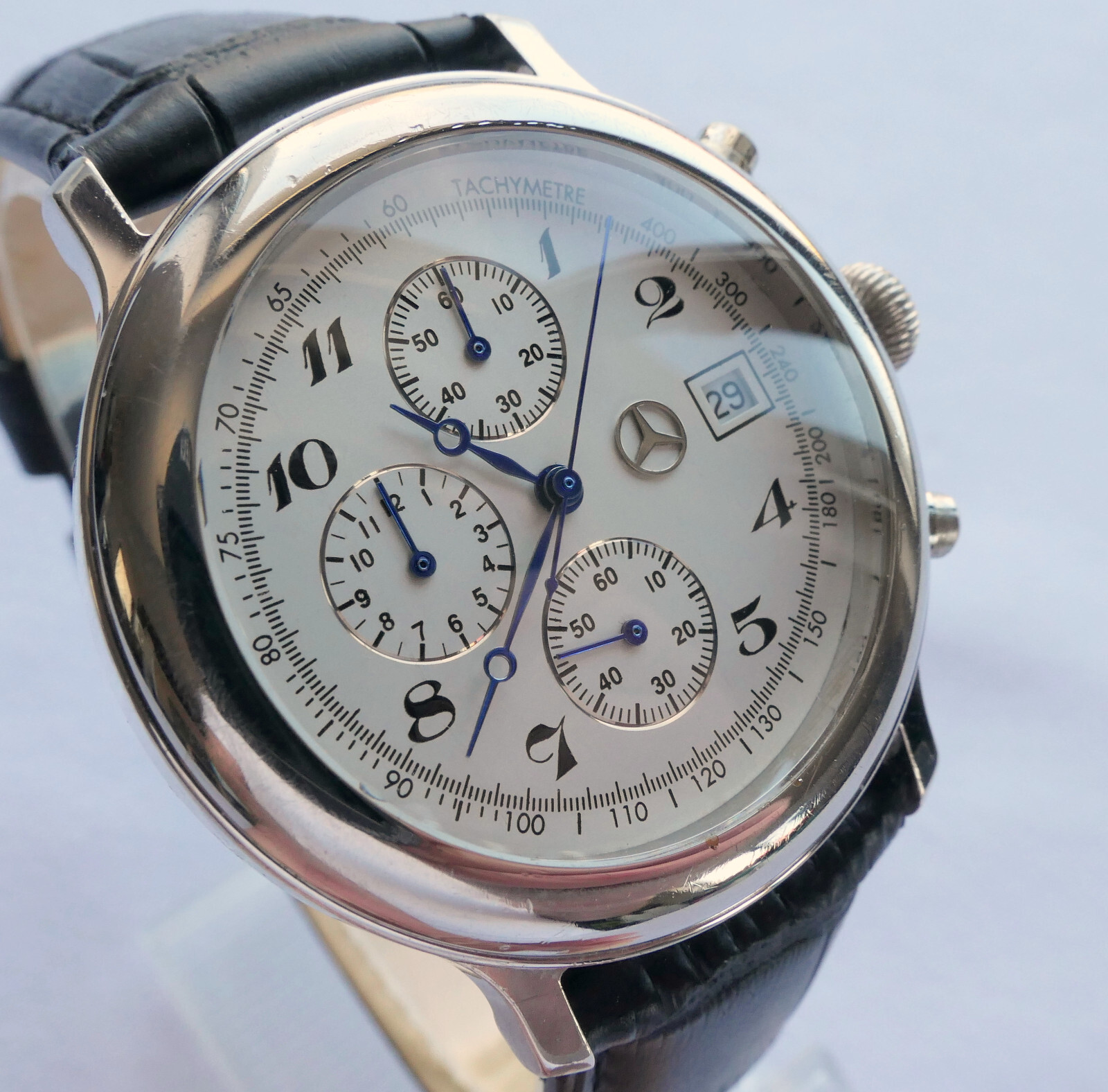 Mercedes Benz Classic 925 Sterling Silver Car Accessory Luxury Chronograph Watch