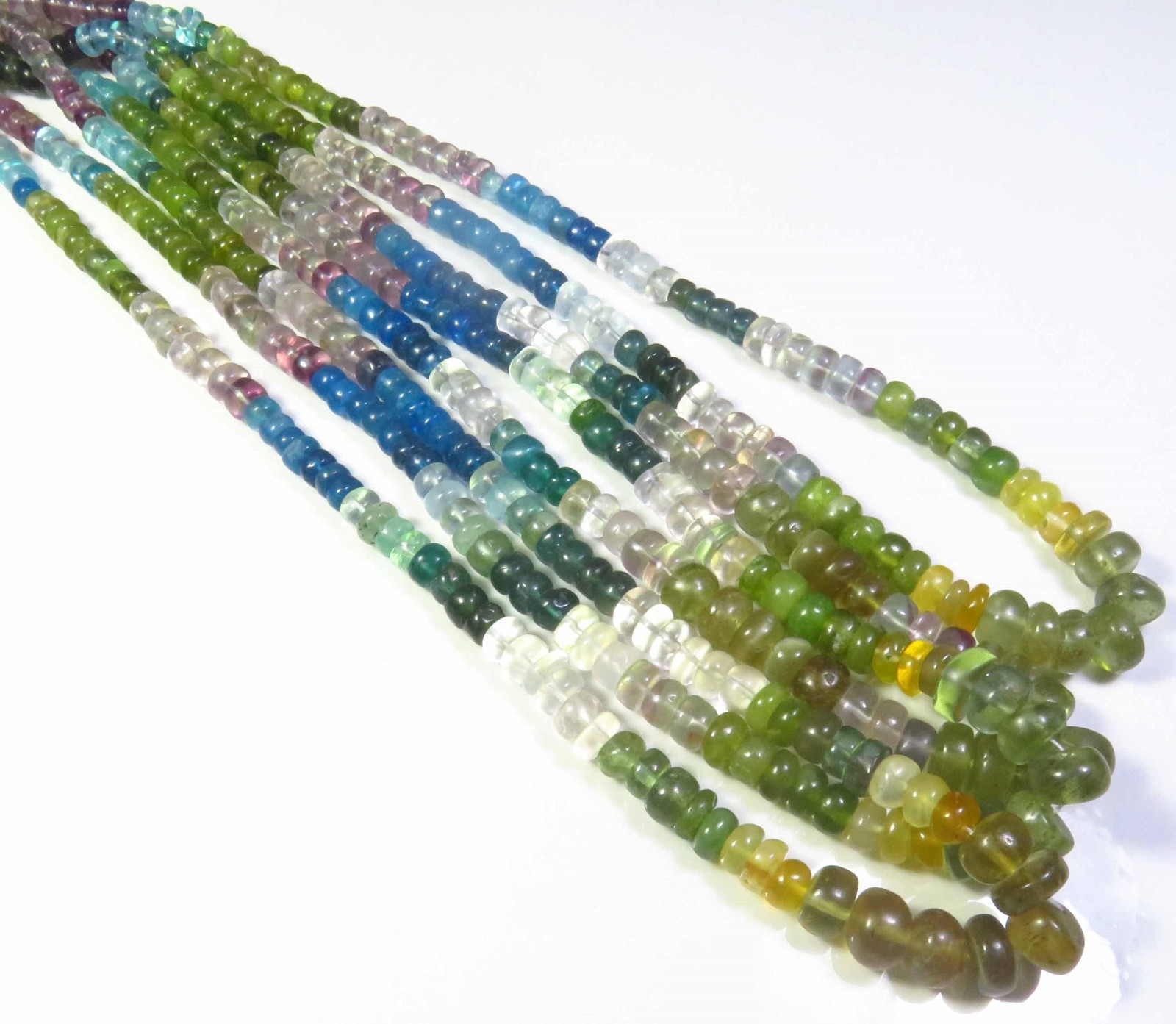 Apatite Rondelle Gems Beads 16″Inch Natural Multi Apatite Plain Beads 4.5-8mm LC