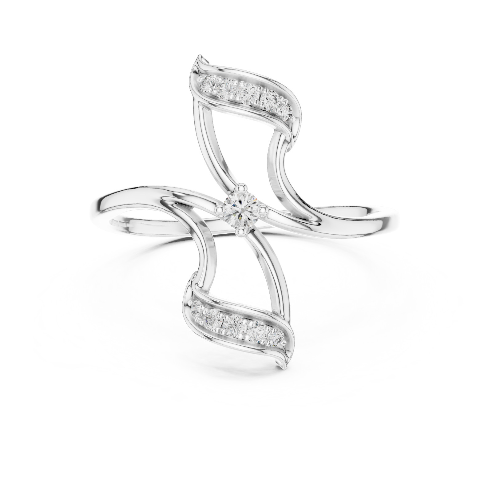 Natural Certfied Round VVS1/D Diamond Petite Twist Engagement Ring 14k Gold Over