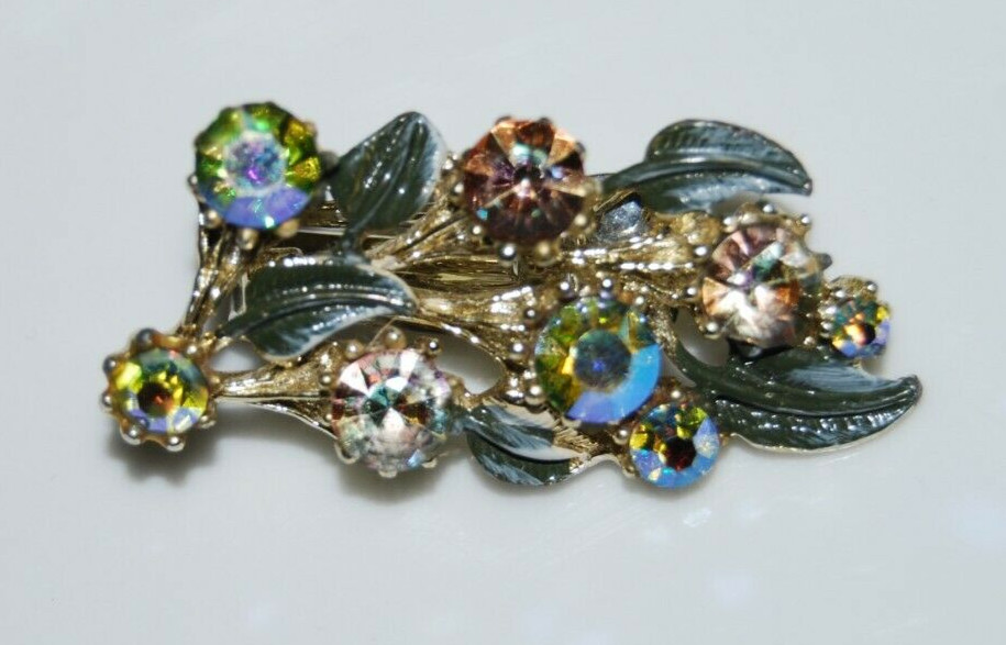 Elegant Vtg MCM Couture Enamel & Crystals Rhinestones Ear Climbers Clip Earrings