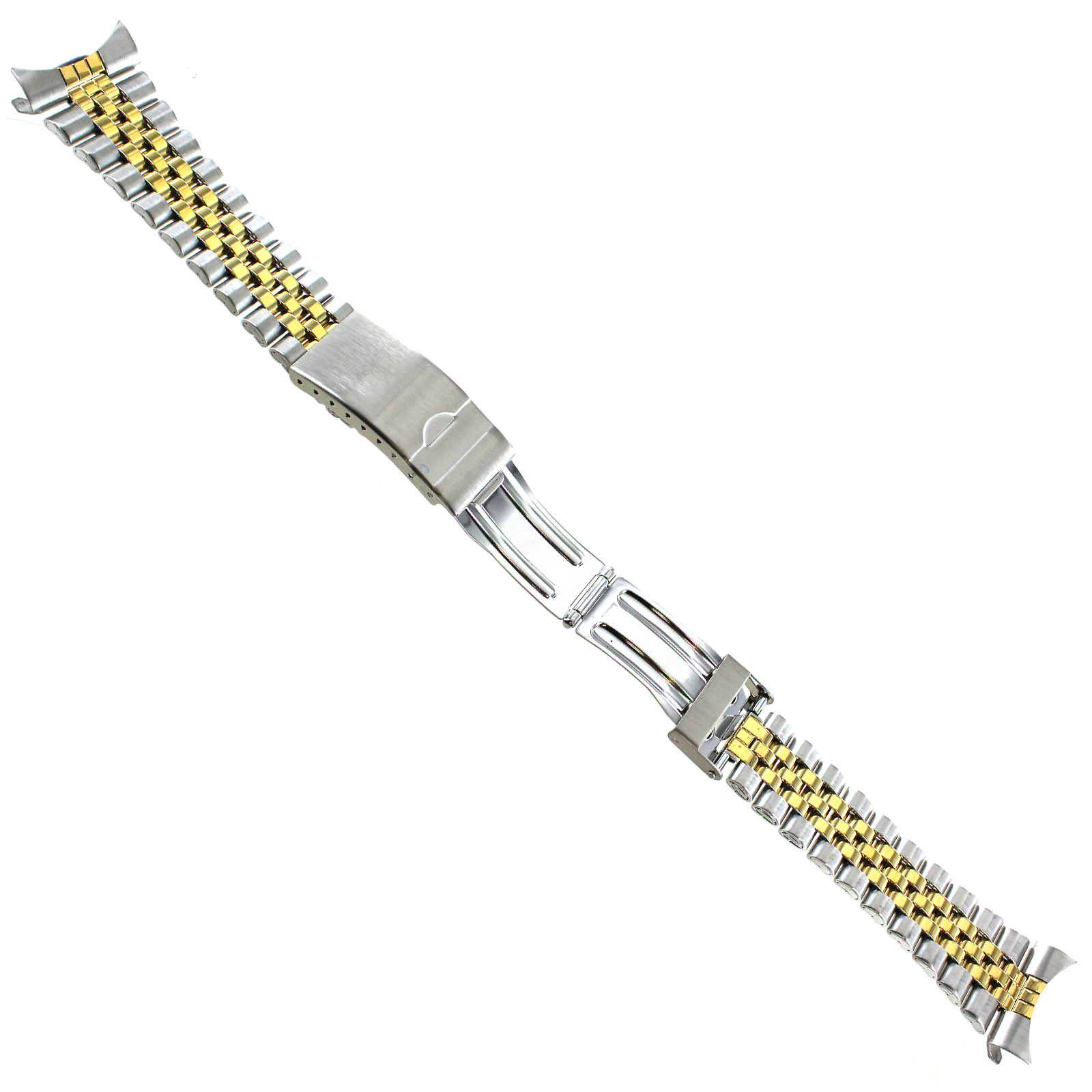 22mm Milano Curved Two-Tone Stainless Mens Safety Fold Over Clasp Band 156970
