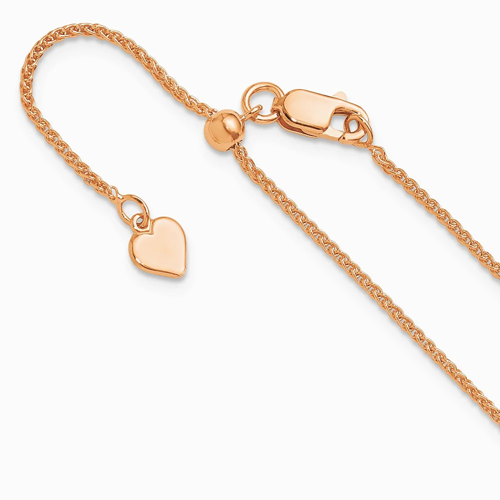 Sterling Silver Adjustable Rose Gold-Plated 1.3mm Spiga Chain Necklace 22″-30″