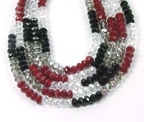 4x2mm Faceted Multi Glass Quartz Rondelle Beads (100 pcs)