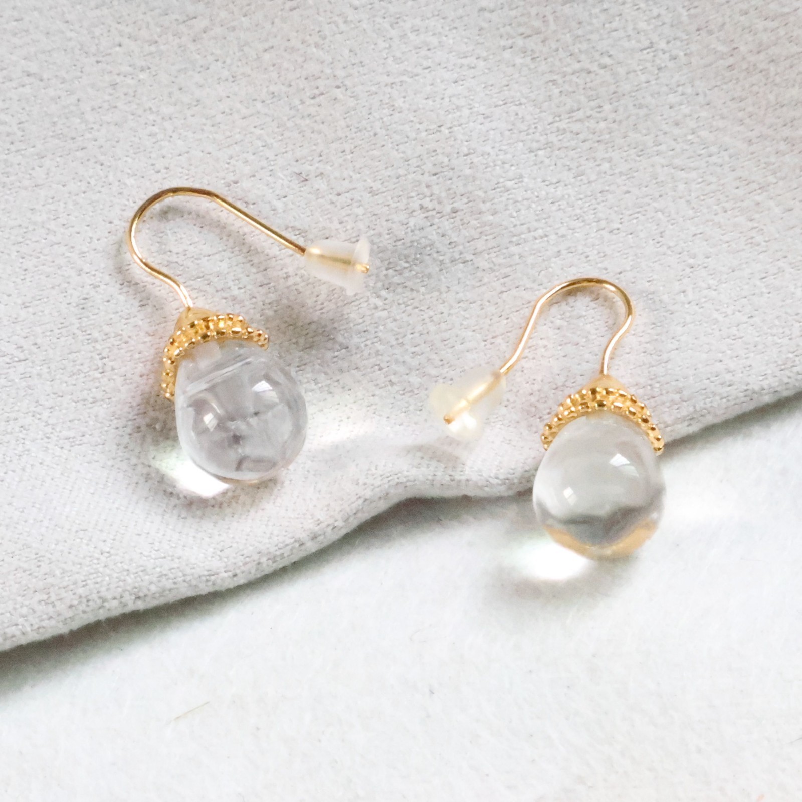 Julie Vos Noel Demi Clear Crystal Gold Earrings Small | NEW