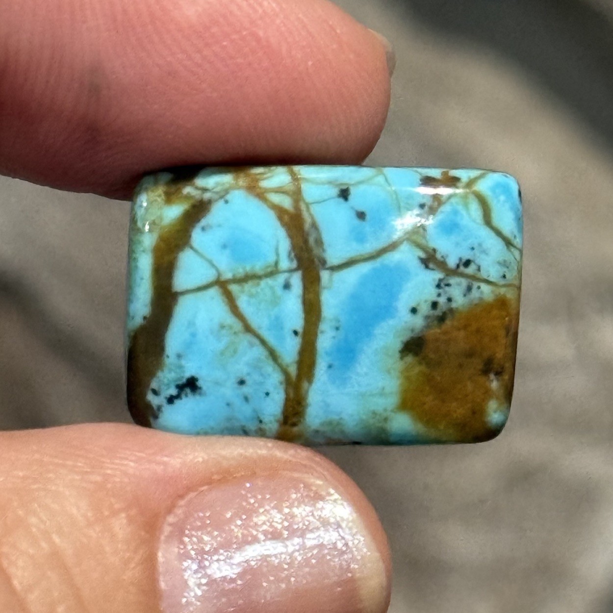 16.3ct 22×15.8x5mm Fine Scenic Blue #8 Turquoise Cabochon Rectangle Gem