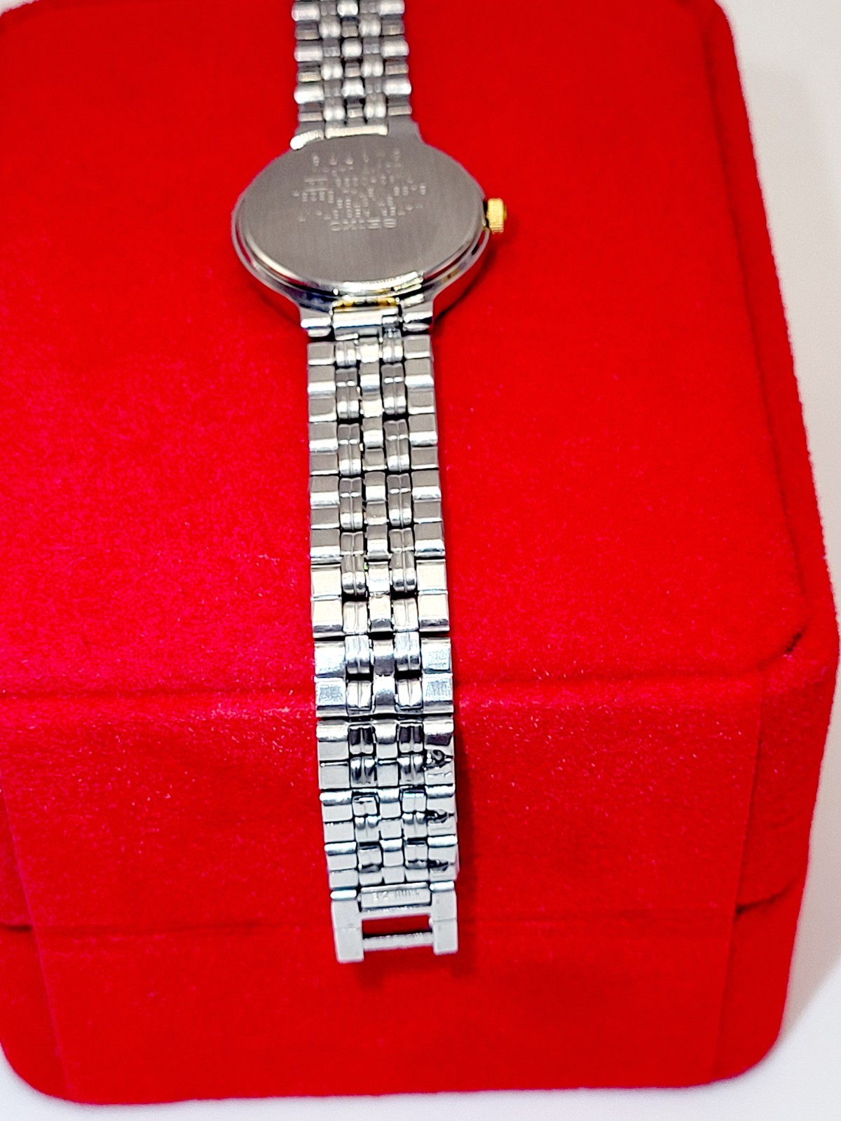 Seiko Watch Women 23mm Black Dial 1995 Two Tone Date Round 7N82-0228 New Battery