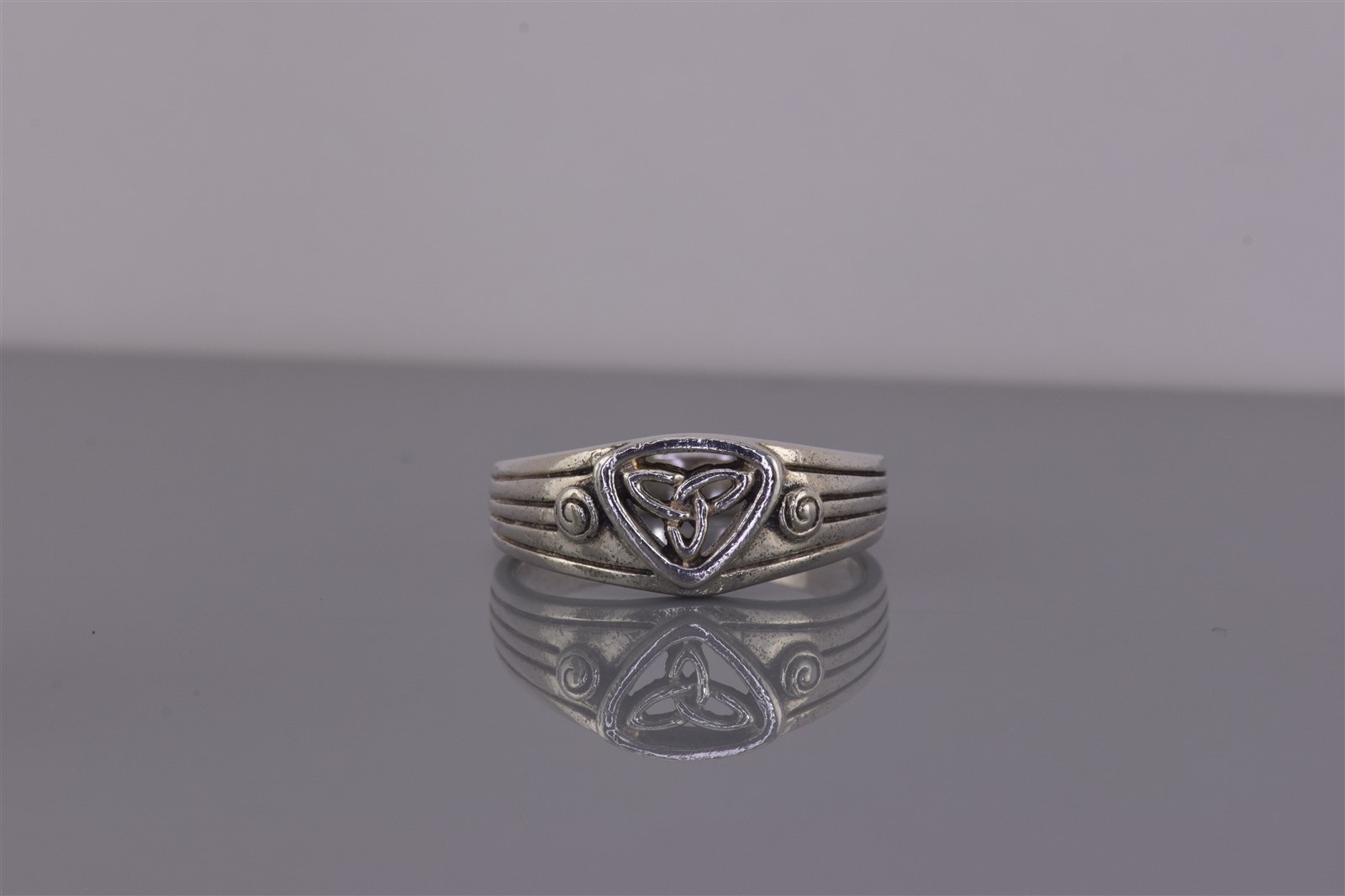 Peter Stone Sterling Silver 9mm Open Celtic Trinity Knot Band Ring 925 Sz: 9
