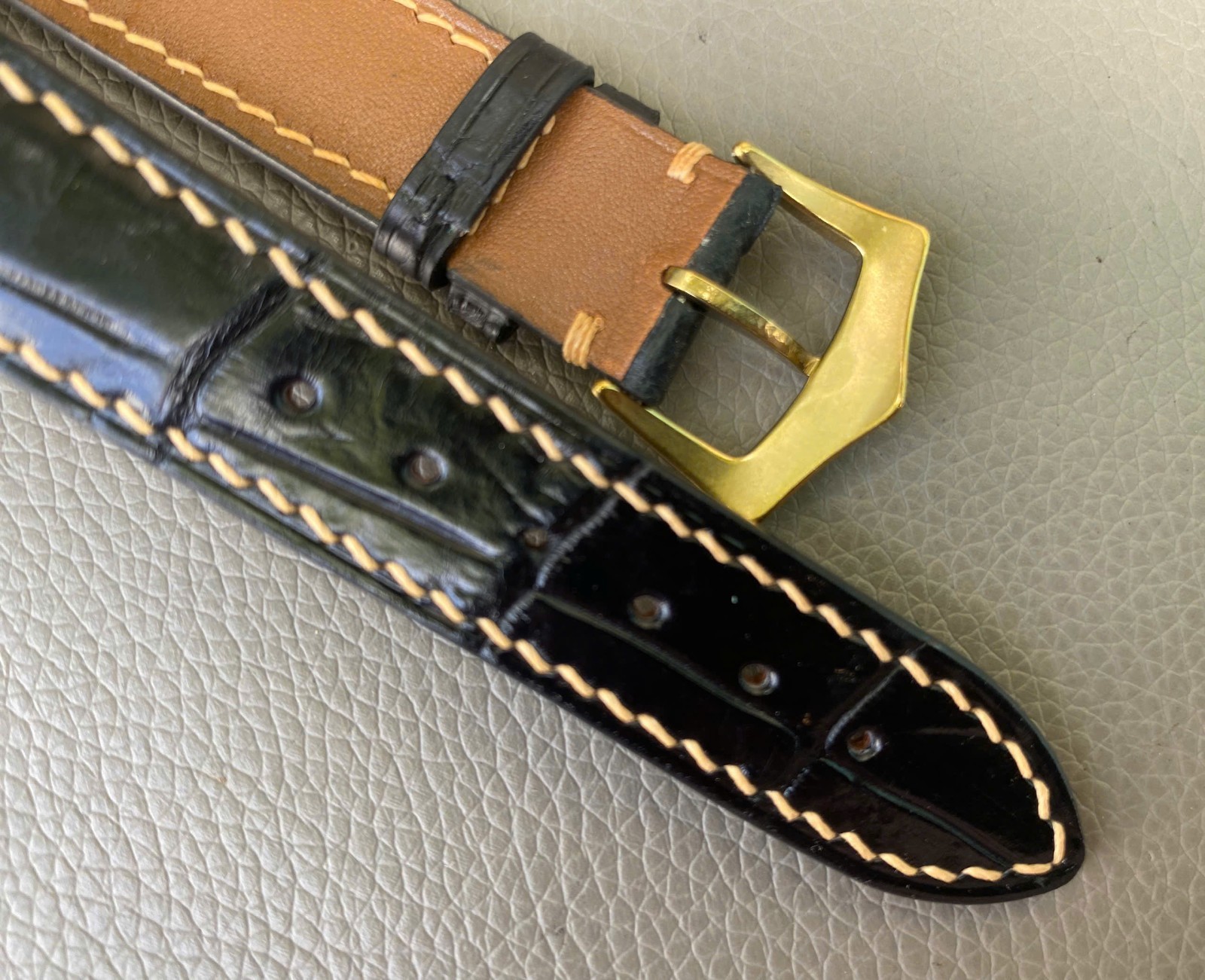 Custom Open Ended Black Genuine leather Strap size 12 13 14 15 16 17 18 19…26