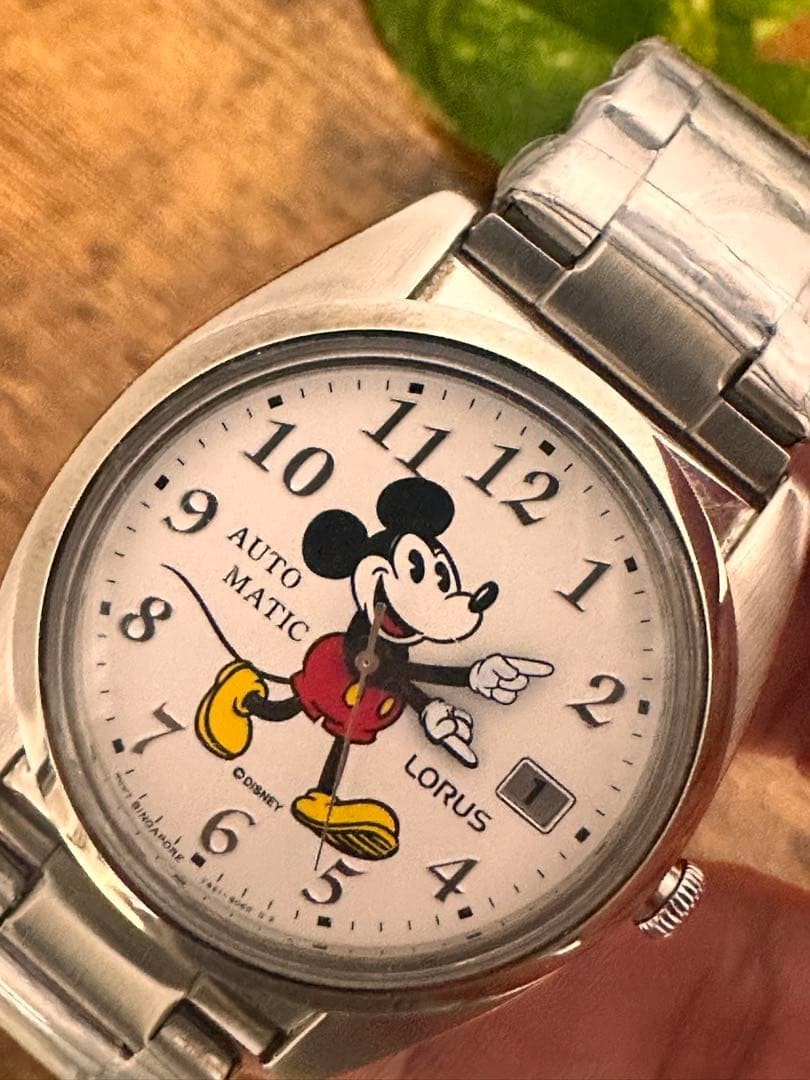 Mickey Mouse Wristwatch White/Silver Analog Mechanical from Japan Automatic