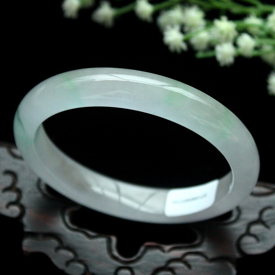 61mm Natural Icy Green Jadeite Jade Bracelet Burma Jadeite Jade Big Bangle 3110