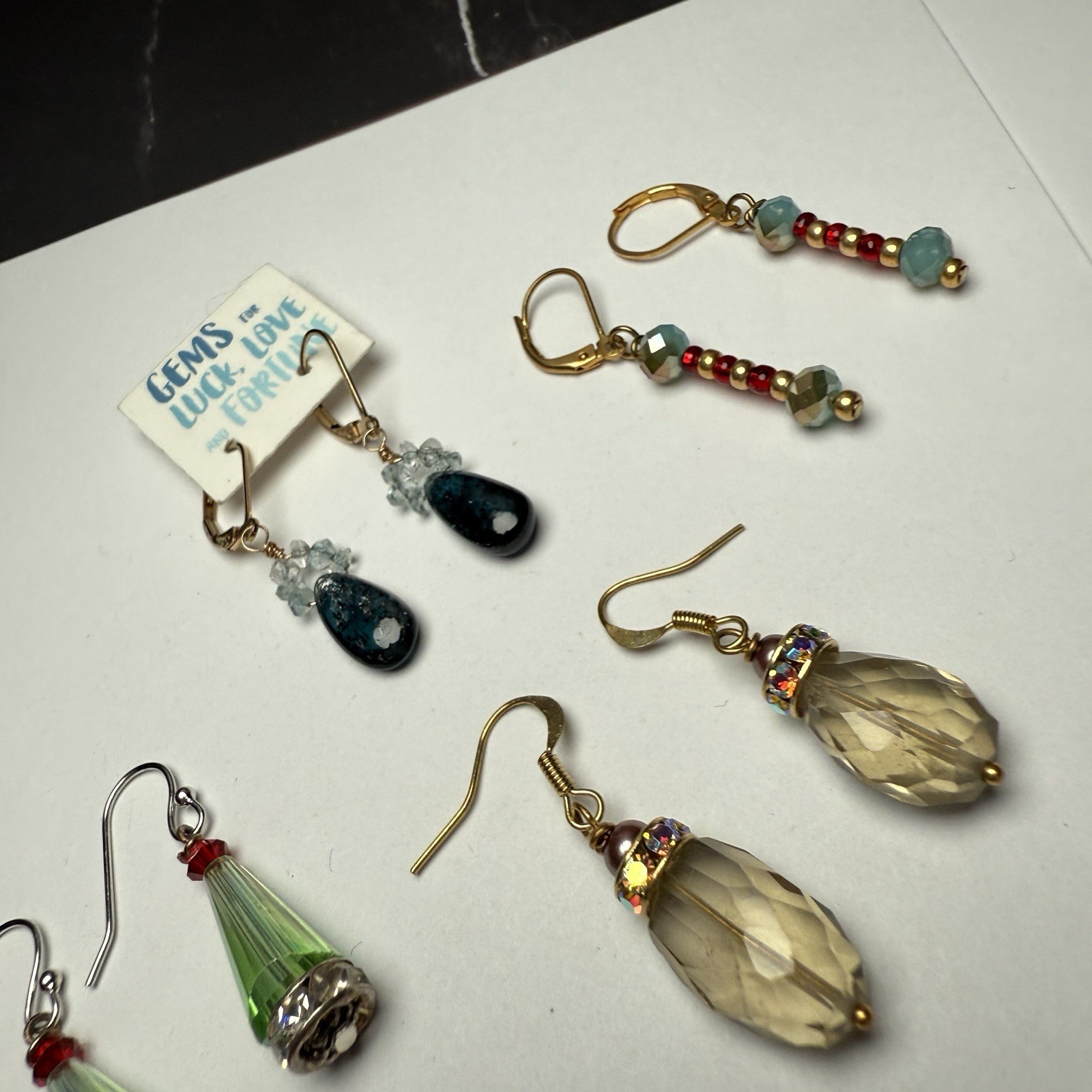 Dangle Drop Pierced Earrings Lot Of 4 Glass Bead Beaded