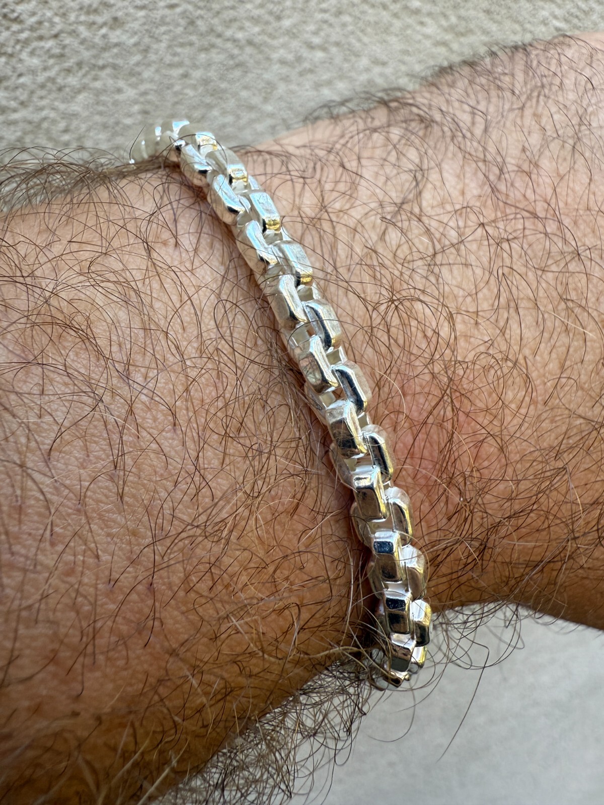 Real 925 Sterling Silver 5mm Men’s Hollow Puff Box Rolo Hermes Link Bracelet