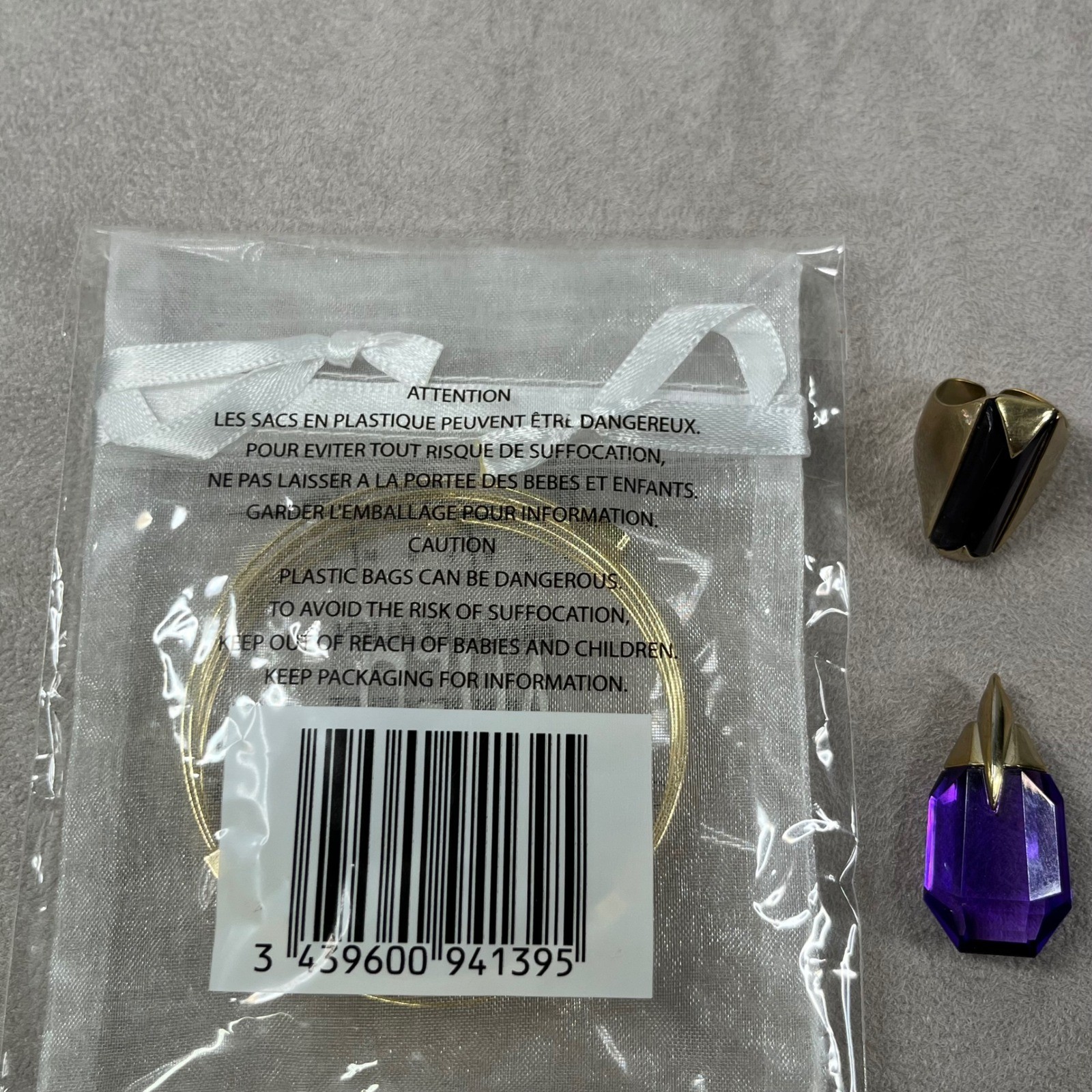Thierry Mugler Alien Parfums Jewelry Set Bracelet Ring Pendant Purple Gold Tone