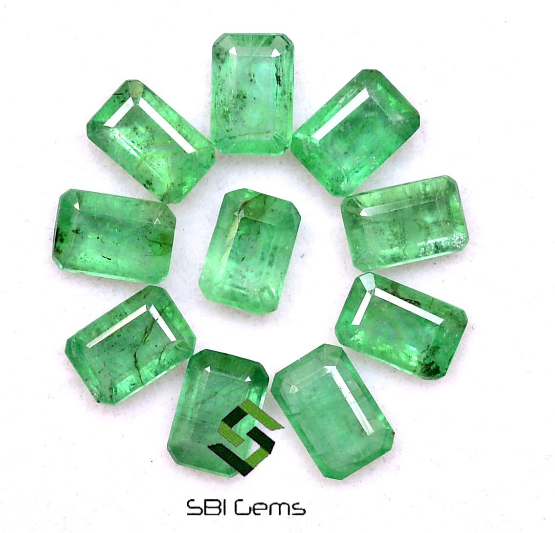 5.37 CTS Natural Emerald Octagon Cut 6×4 mm Lot 10 Pcs Calibrated Loose Gemstone
