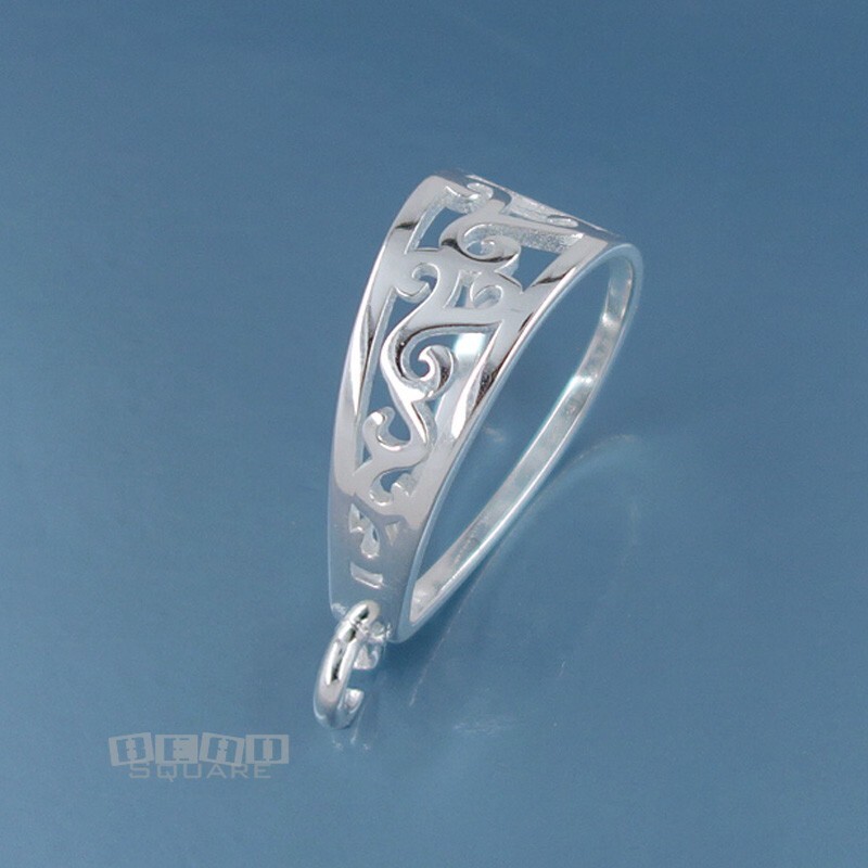XXL Sterling Silver Scroll Pendant Bail Connector w/Open Loop 28mm #33422