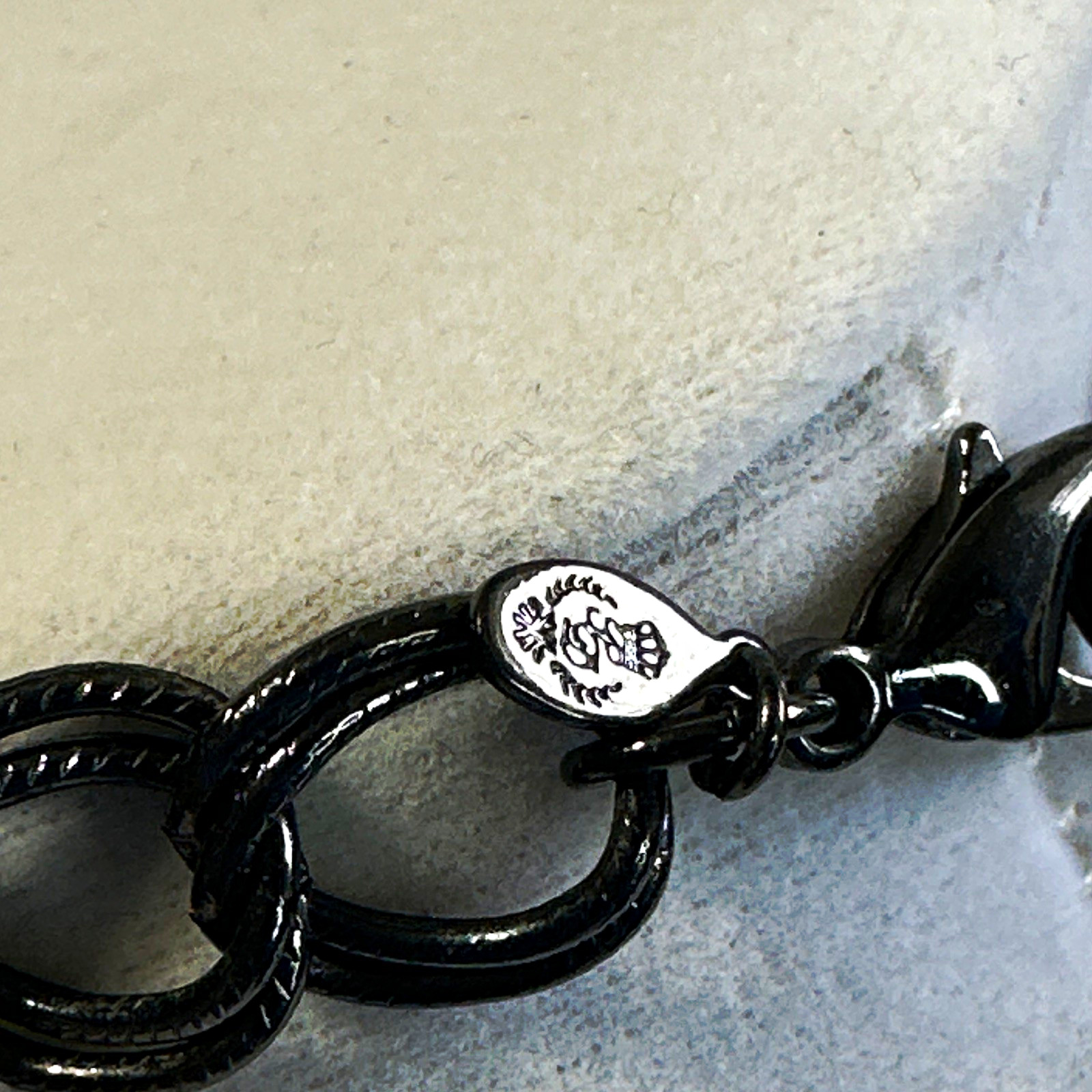 Premier Desing Black Metal Oval Link Chain Bracelet Lobster Clasp Signed Maker