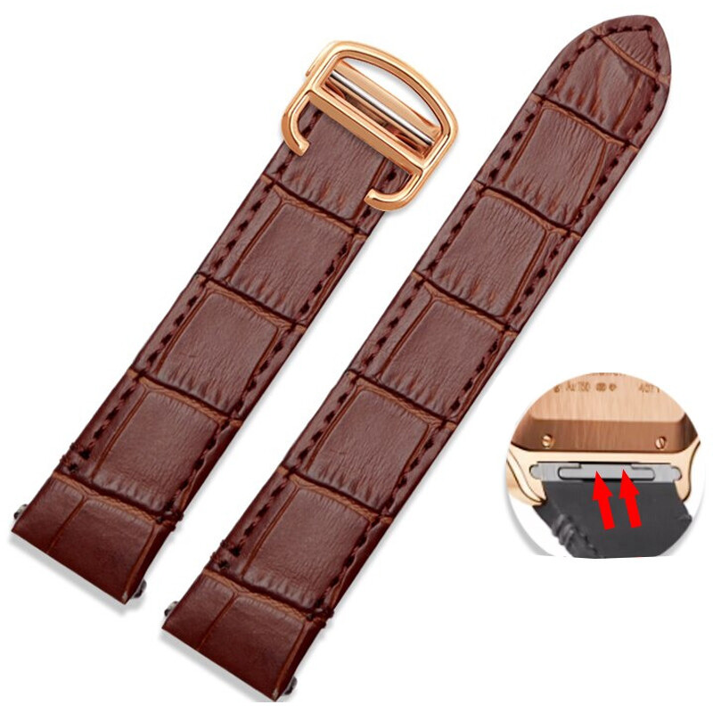 Brown Strap Band for Car.tier Santos Quick-Release In Alligator/Crocodile Print