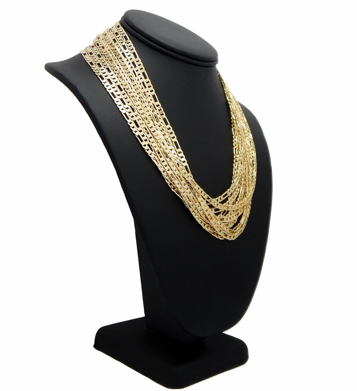 4mm 12 Piece Italian Figaro link Chain 16 18 20 24 30″ 14k Gold Plated Wholesale