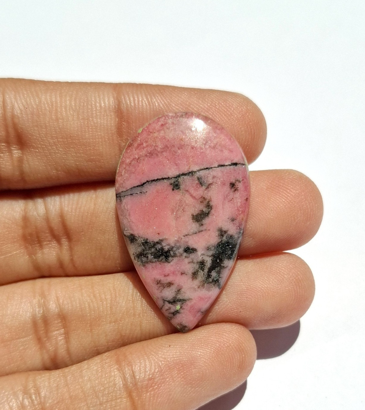 Rhodonite Cabochon: Natural Gemstone Rare Jewelry Making (35×21 MM 31 Carat