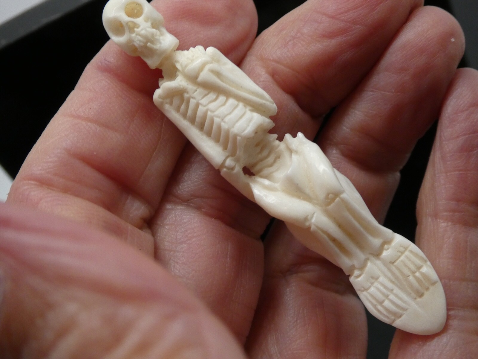 Skeleton Standing Double Sided Anatomical Natural Water Buffalo Bone Pendant