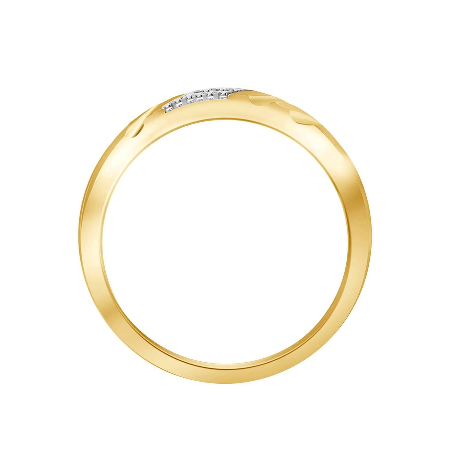10K Yellow Gold 1/50 ct Natural Round Diamond Accent Men’s Wedding Band