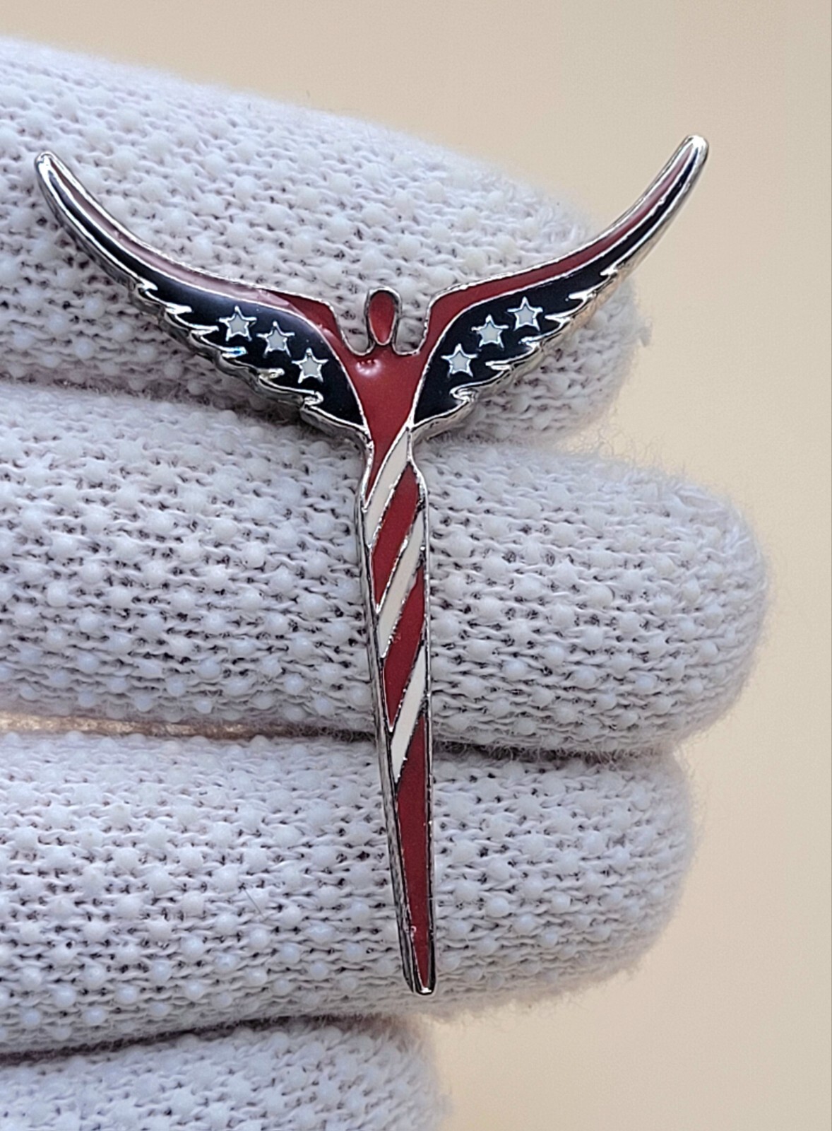 Lavaggi American Brooch Angel of Reconciliation Patrio USA Flag Lapel Pin Signed