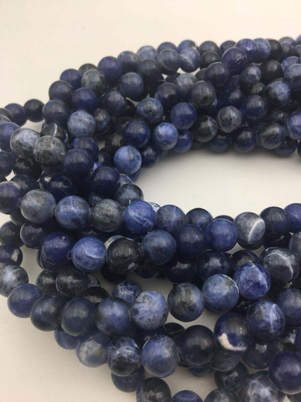 Sodalite Smooth Round Beads 4mm 6mm 8mm 10mm 12mm 14mm 16mm 18mm 15.5″ Strand
