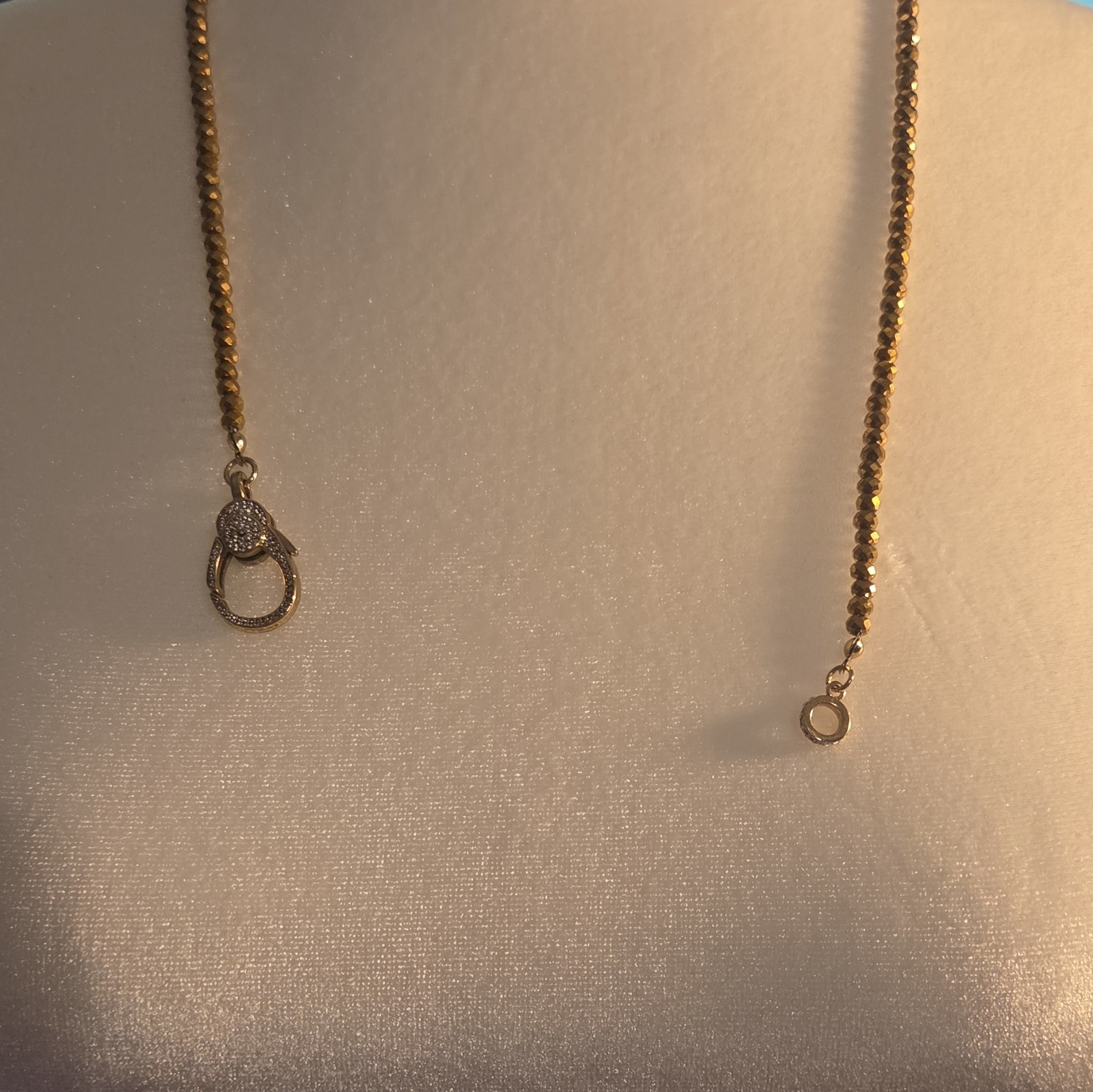 Gold Tone Beaded Ball Chain Necklace Crystal Pavé Pendant Star Charm Adjustable