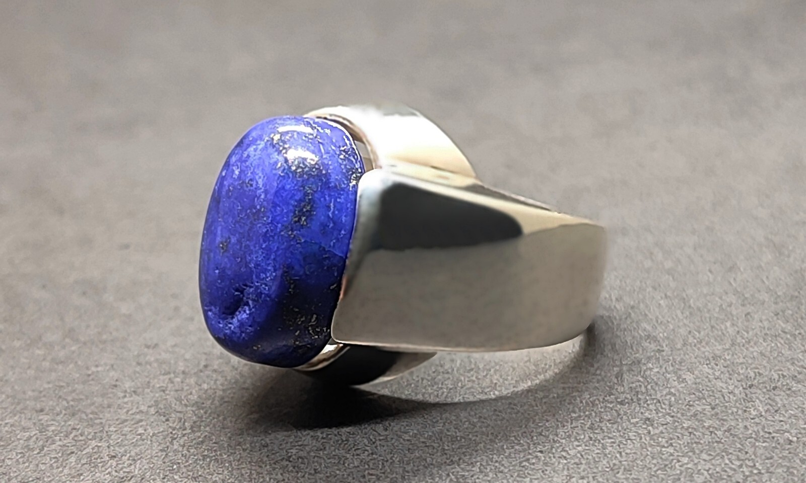 Natural 12 Carat Blue Lapis Lazuli Sterling Silver 925 Handmade Mens Plain Ring