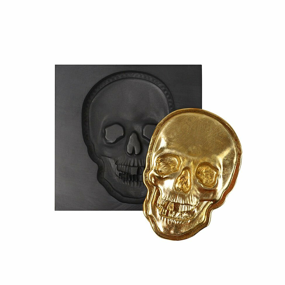 3D SMALL 2 OZ SKULL FACE GRAPHITE INGOT MOLD FOR MELTING GOLD SILVER COPPER