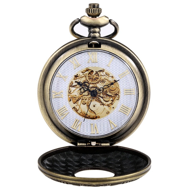 Steampunk Gear Quartz Pocket Watch Multi-Style Choose Color & Design Chain Gift