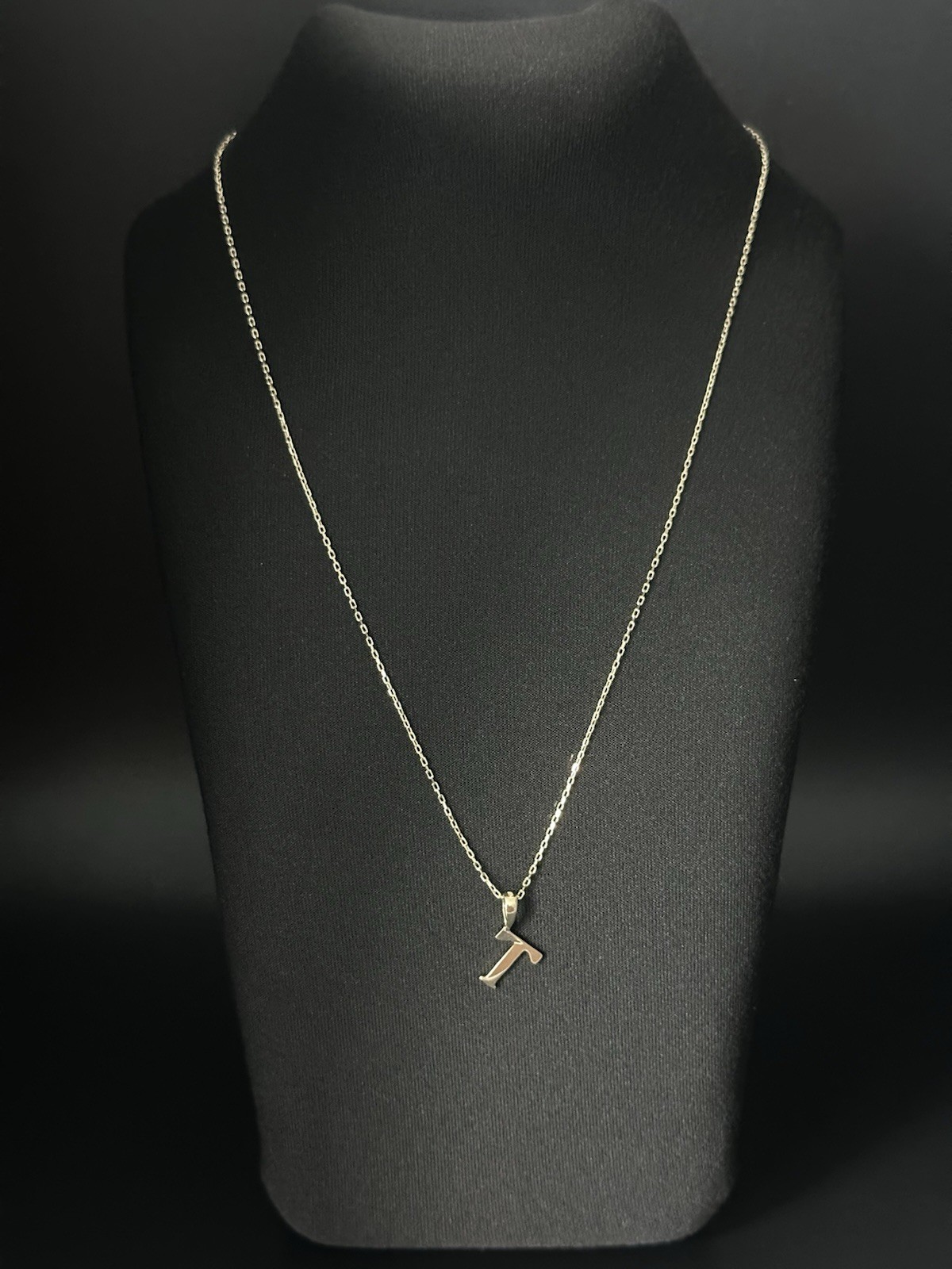 14K Solid Gold T Initial Necklace 1.95g 585 Yellow Gold Letter Pendant Chain