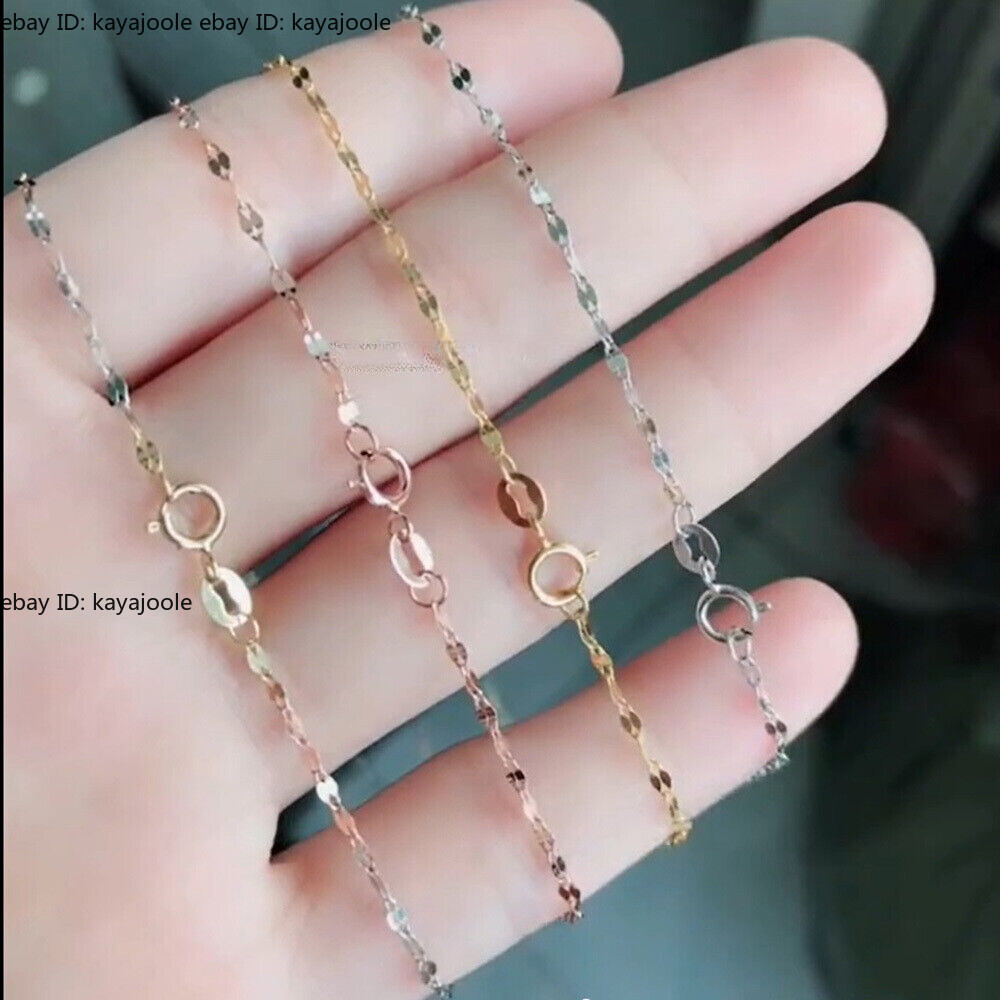 Pure Au750 18K Yellow Rose Gold Chain 1.4mm Kiss Lip Link Bracelet 6.3-7.1inch