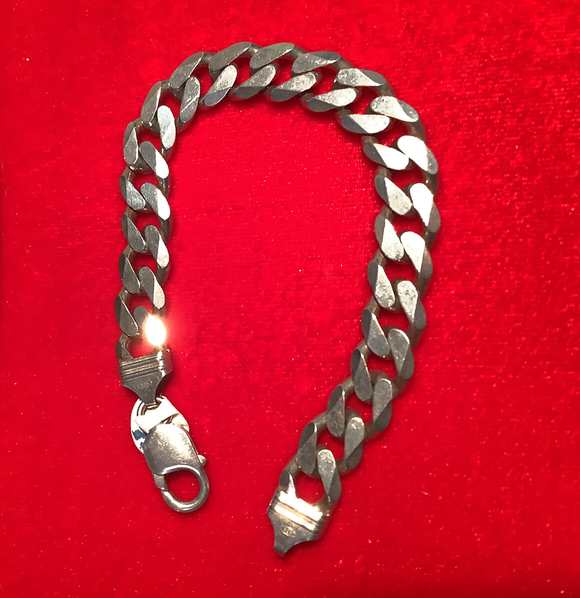 NEW CURB LENGTH LINK STERLING SILVER HEAVY 35.4 GRAMS BRACELET TIGHT LINK