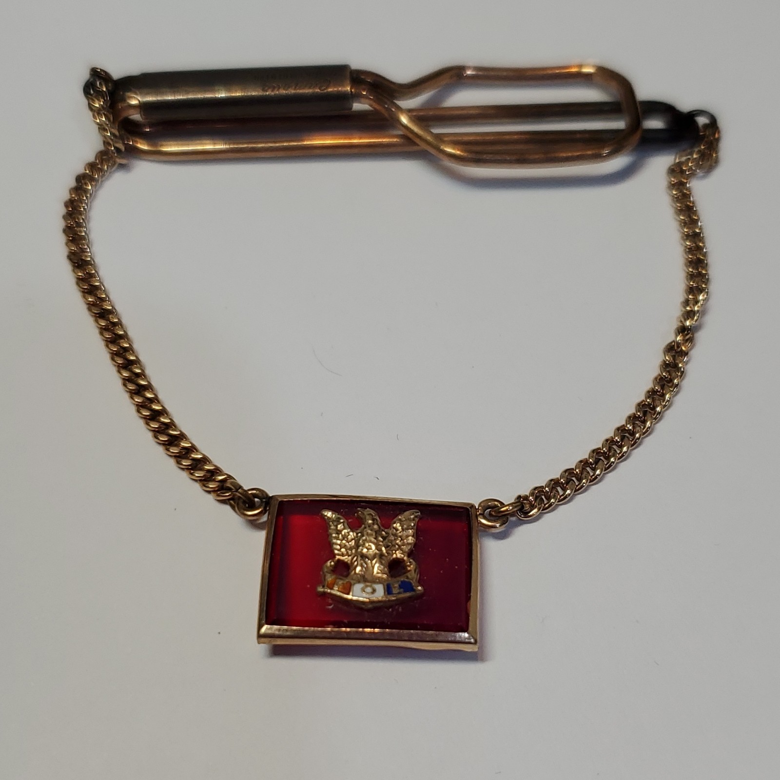 Vintage Tie Bar Fraternal Order of the Eagles Gold Tone FOE