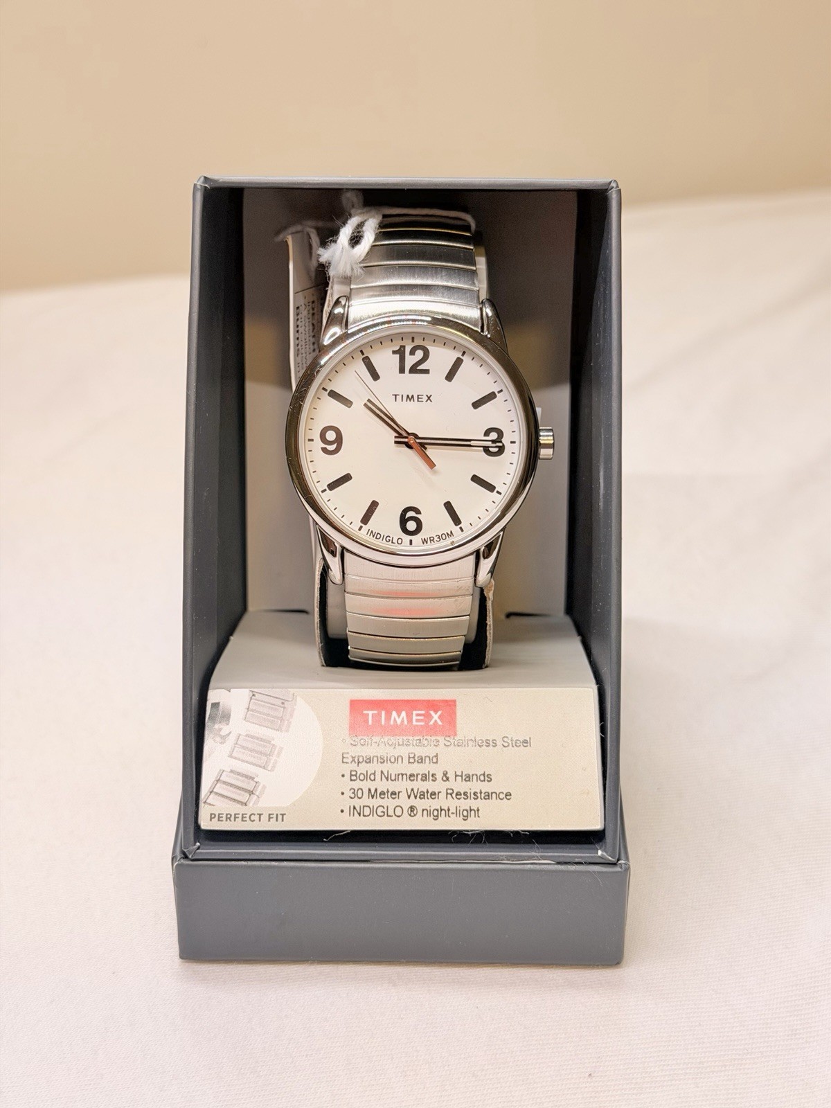 Timex Easy Reader INDIGLO Watch 35mm White Dial Expansion Band 30M New