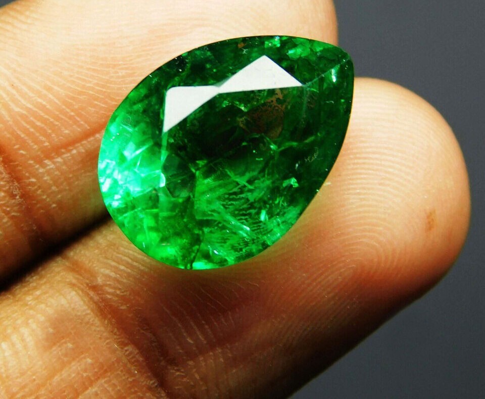 Green COLOMBIAN Emerald Pear Shape CERTIFIED Loose Gemstone 8.54 Ct Natural
