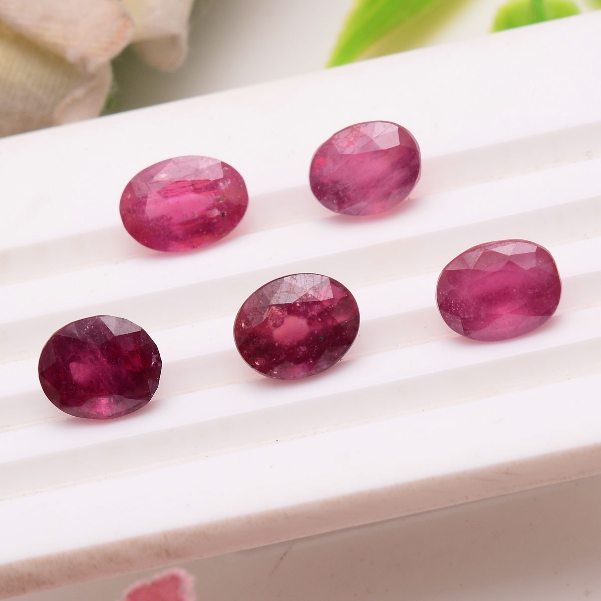 Royal Red~ Set Of 5 Pcs Natural Mozambique Ruby 9.72-10.33mm Oval Cut Gemstones