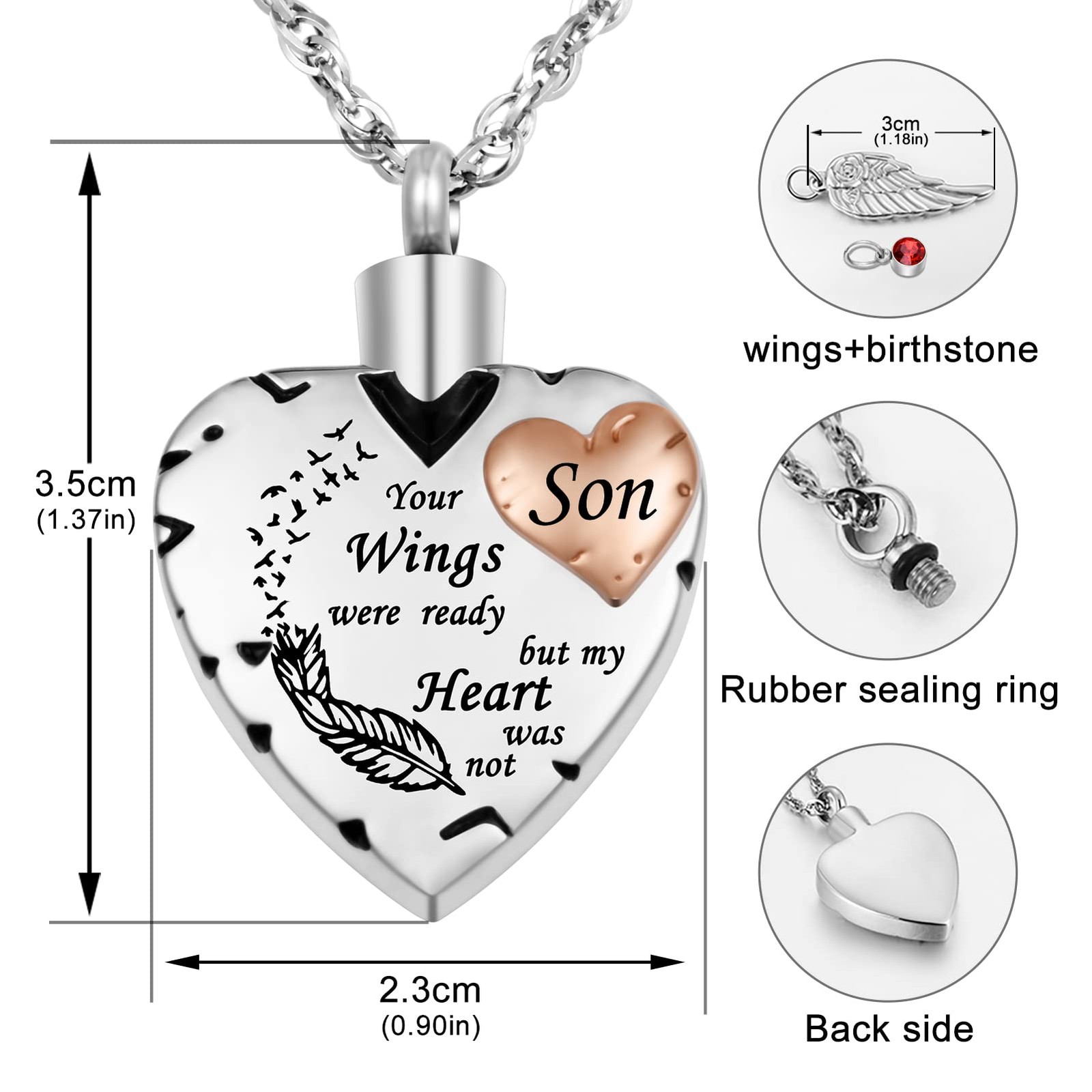 Heart Cremation Necklace for Ashes Cremation Jewelry with 12 Birthstones Urn …