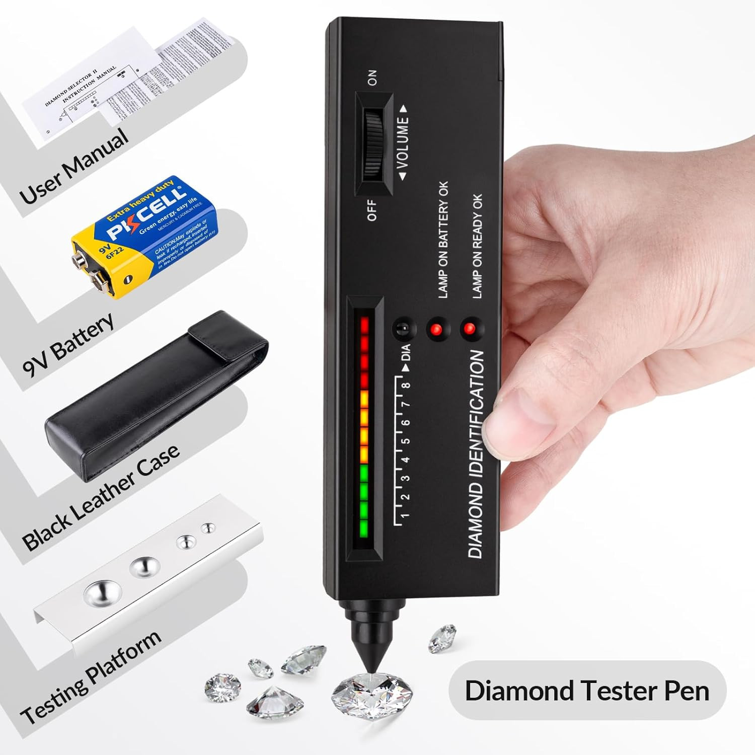 Diamond Tester Pen Gemstone Jewelry Tester High Accuracy Battery Included Tool