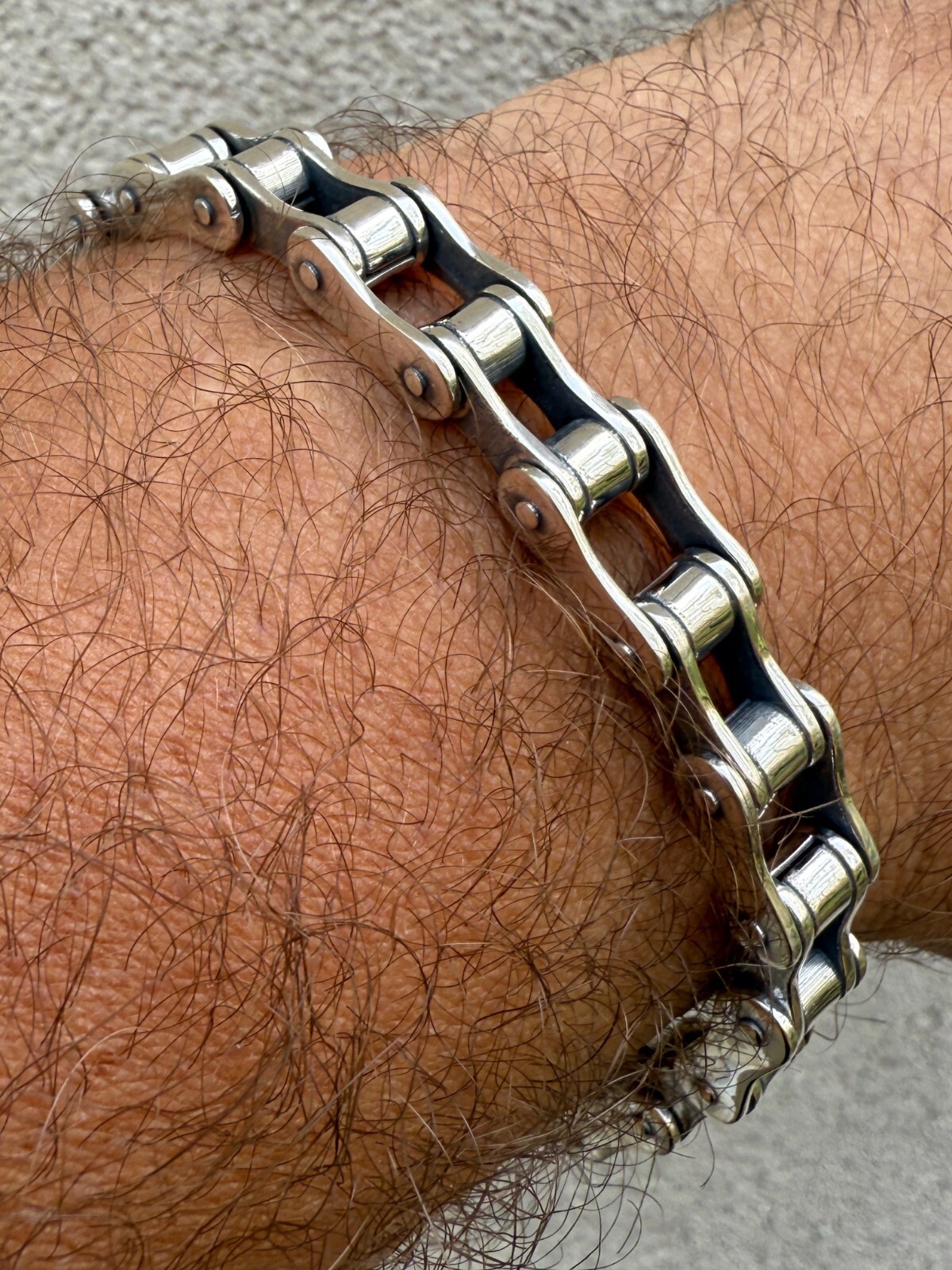 Bicycle Link Bracelet Real 925 Silver Oxidized Handmade 9mm Bike Motorcycle