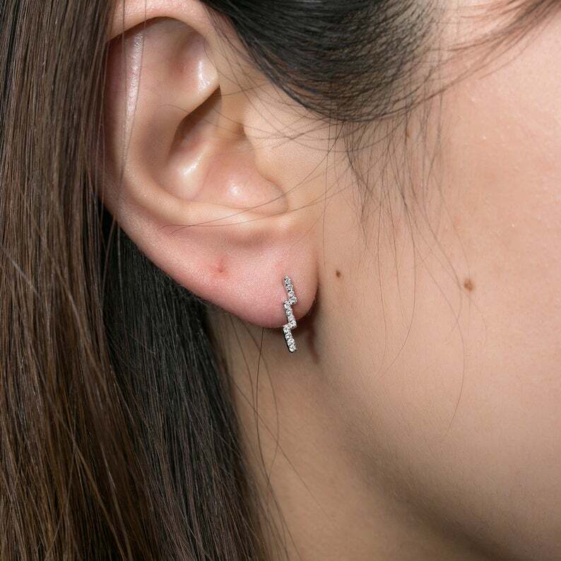 1.2ct Lab-Created Moissanite Geometric Minimal Stud Earrings White Gold Plated